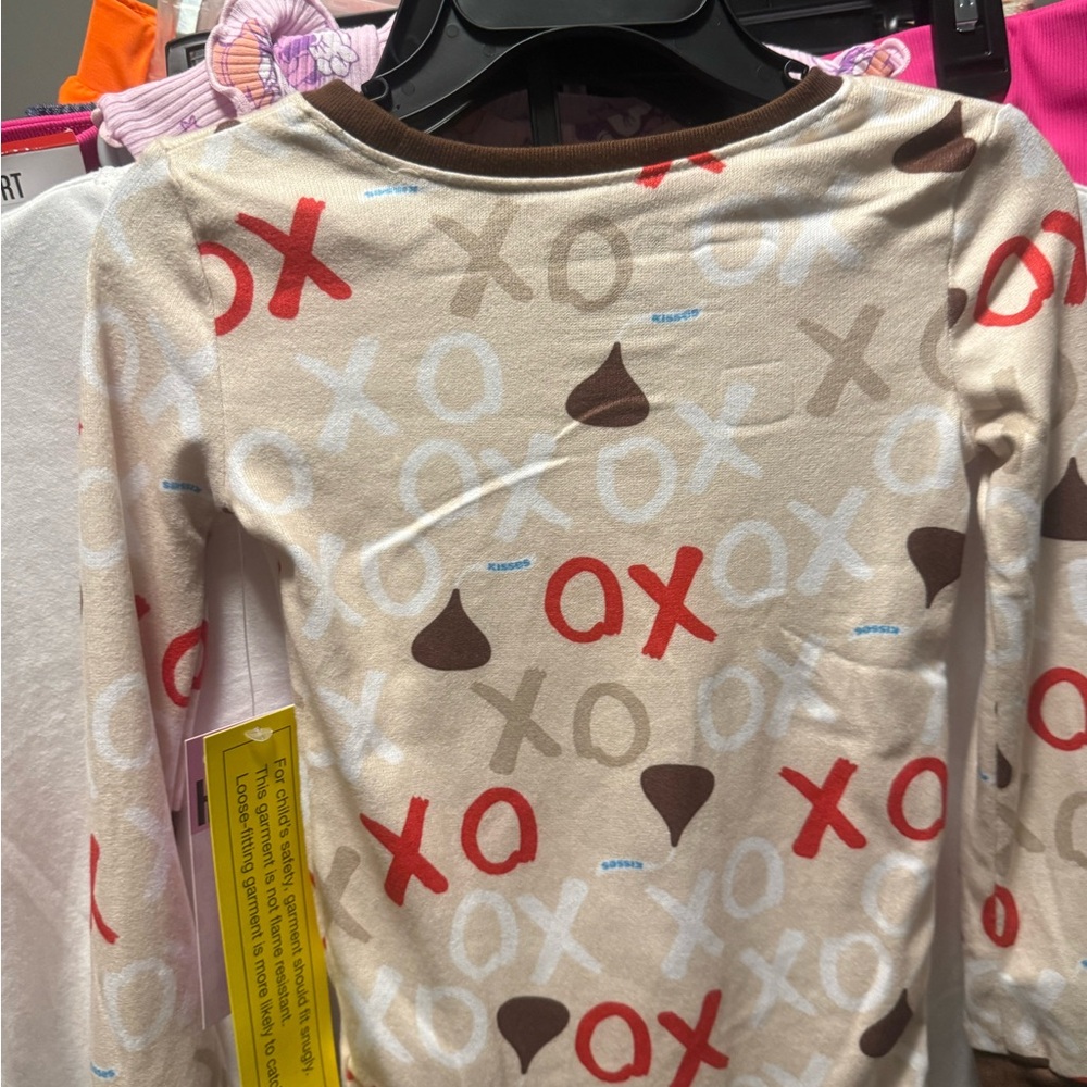 Valentine's Day Cream and Red Pajama Set with XO Pattern